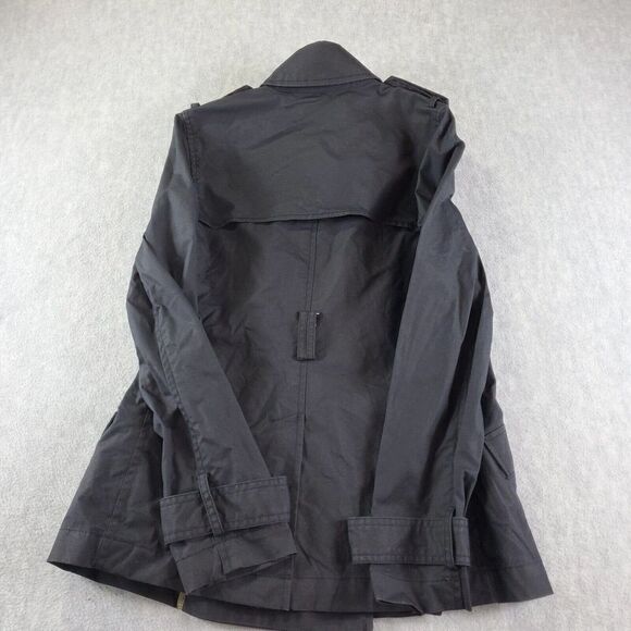 Old Navy Coat Womens XS Black Long Double Breasted Trench Button Rain Jacket - Picture 7 of 9